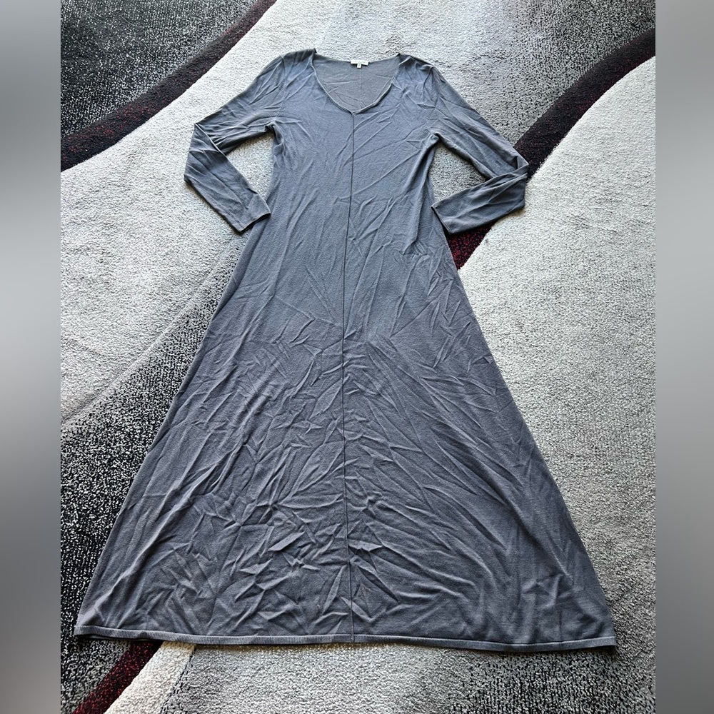 Lafayette 148 New York V Neck Knit MIDI Sweater Dress